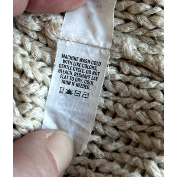 Aerie Womens Open Weave Beige Knit Oversized Cardigan - Picture 5 of 6